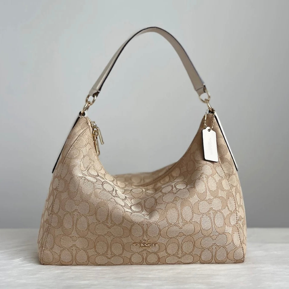 Coach Creamy Leather Monogram Slouchy Shoulder Bag Excellent