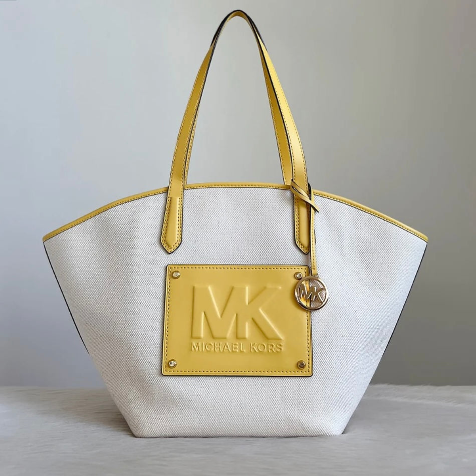 Michael Kors Yellow Leather Patchwork Holiday Shoulder Bag Like New