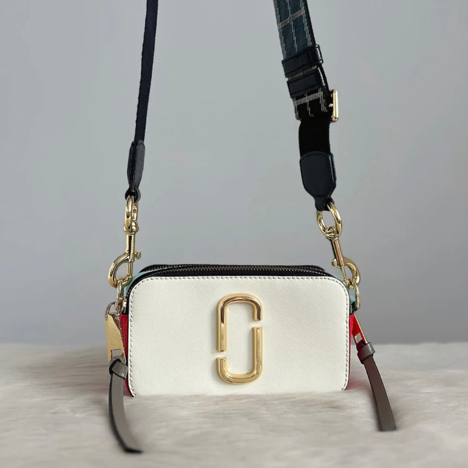 Marc Jacobs Tri-Tone Leather Camera Crossbody Shoulder Bag Excellent