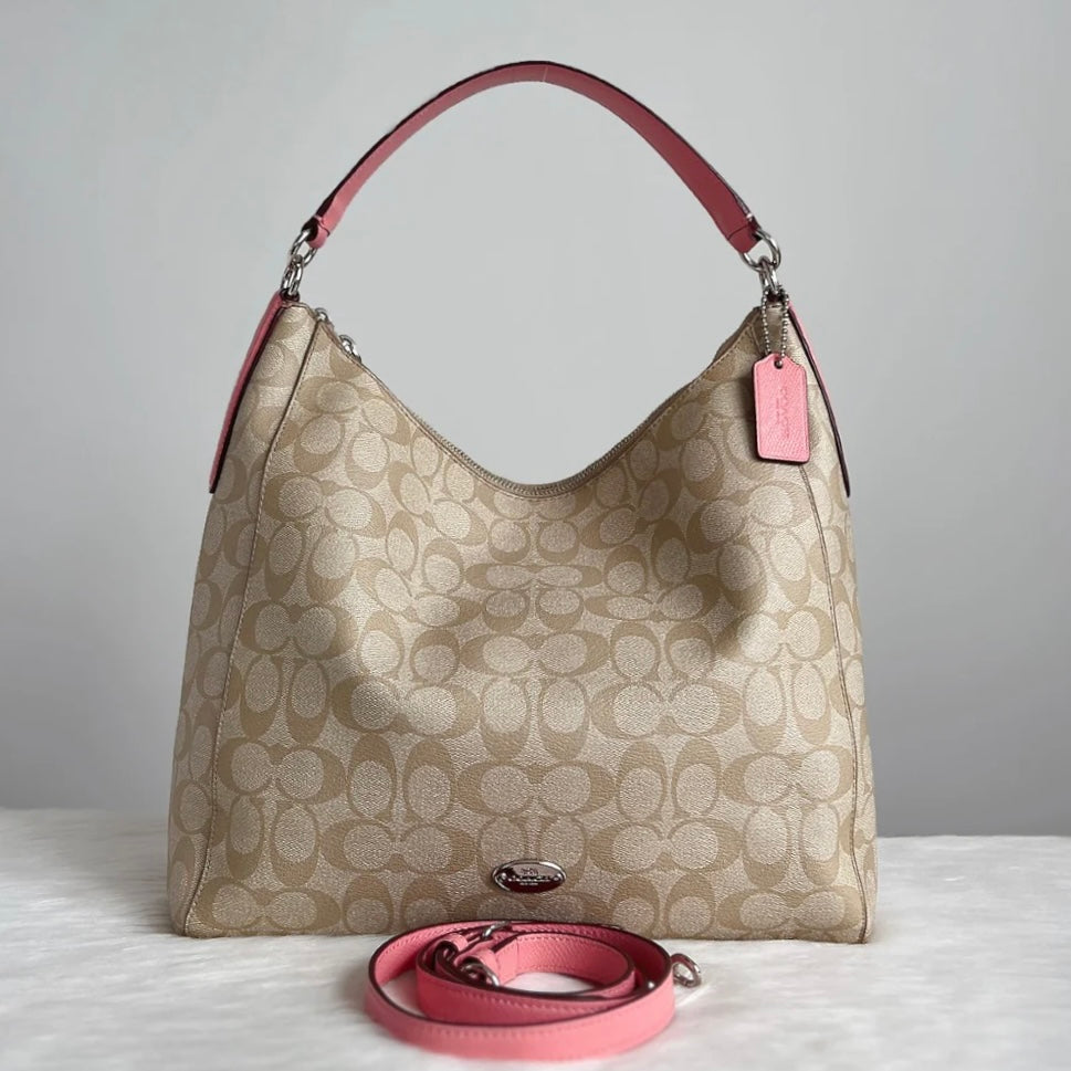 Coach Pink Leather Monogram Slouchy 2 Way Shoulder Bag Like New
