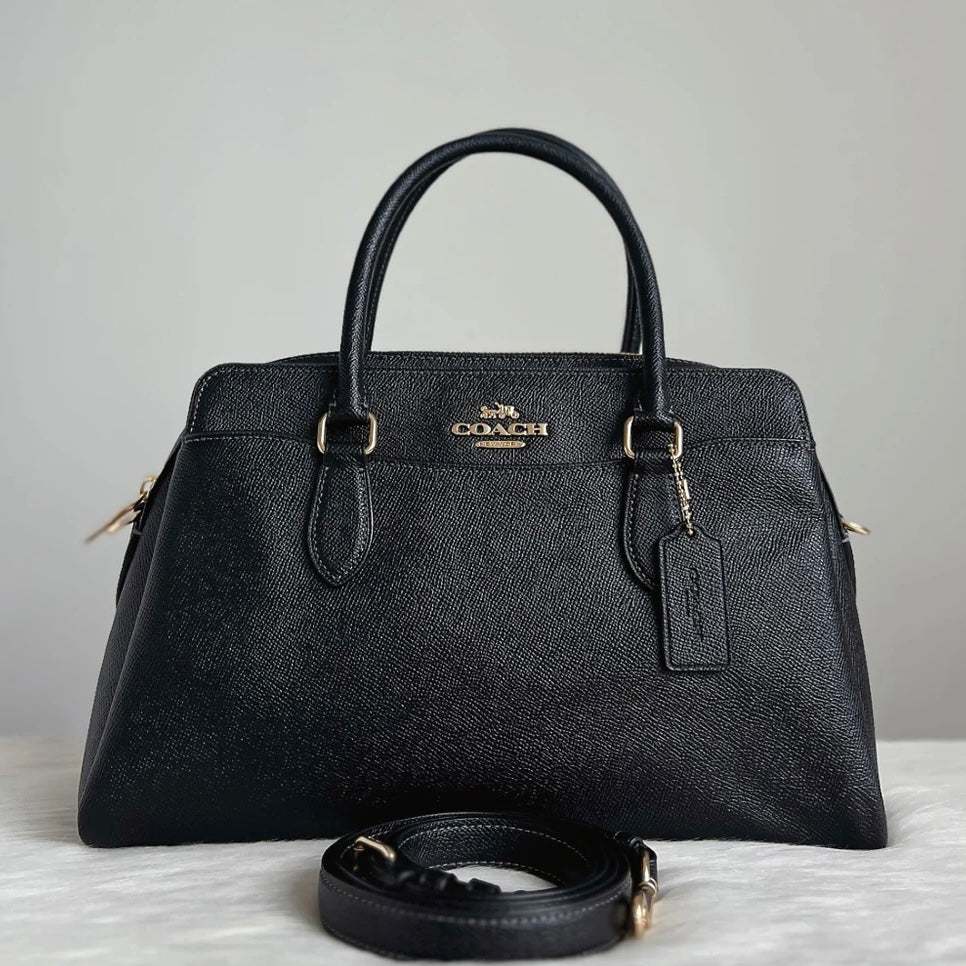 Coach Black Leather Triple Compartment Career 2 Way Shoulder Bag Like New