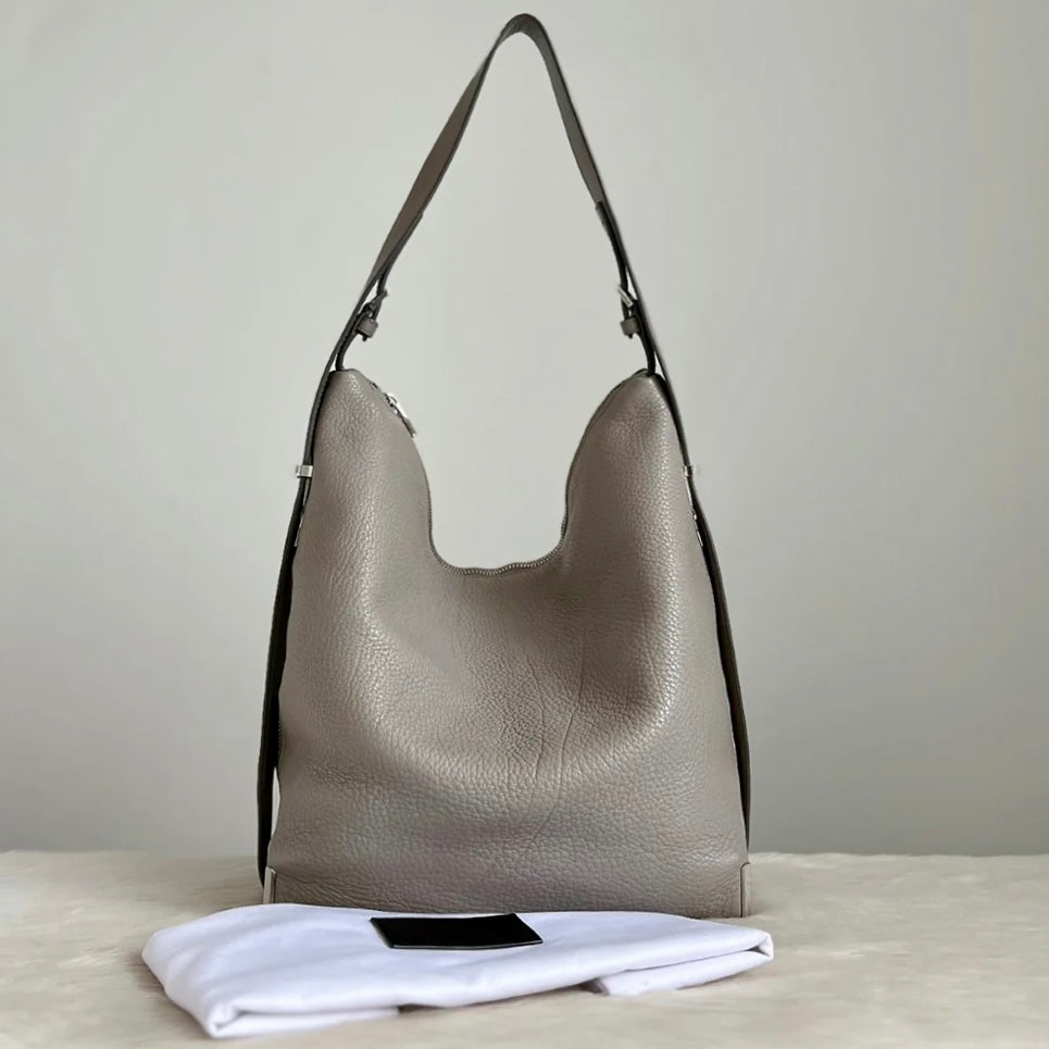 Alexander Wang Grey Leather Slouchy Bucket Shoulder Bag Excellent