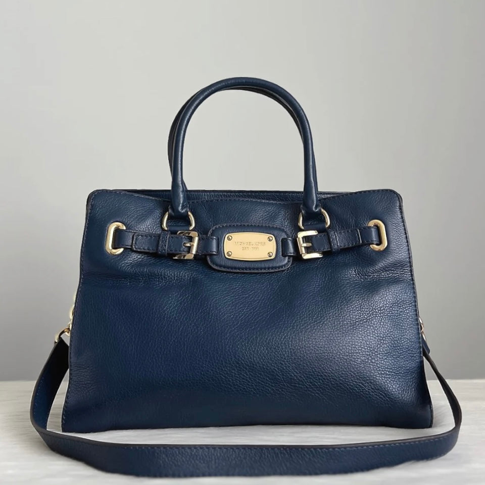 Michael Kors Navy Leather Hamilton 2 Way Shoulder Bag Excellent