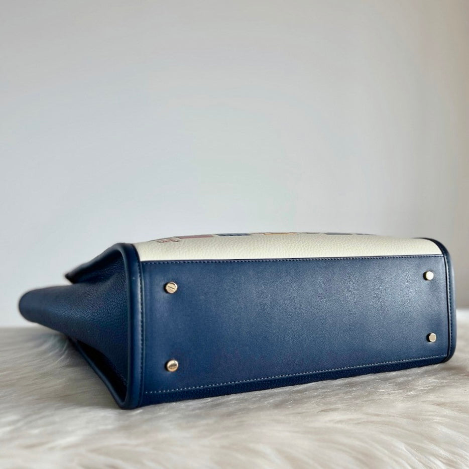 Kate Spade Navy Leather Christmas Holiday Book Tote Shoulder Bag New with Tags