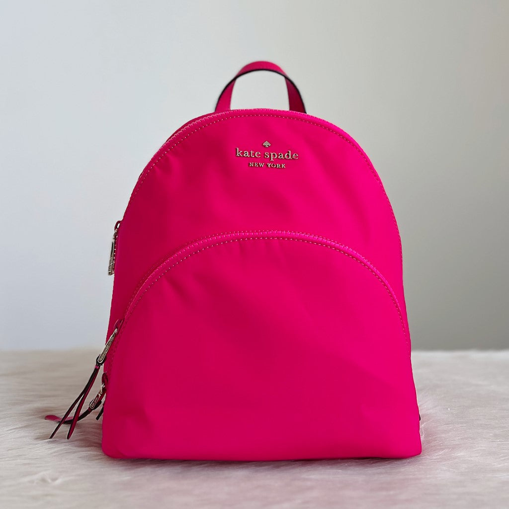 Kate Spade Fuchsia Multi-Compartment Front Logo Backpack Like New