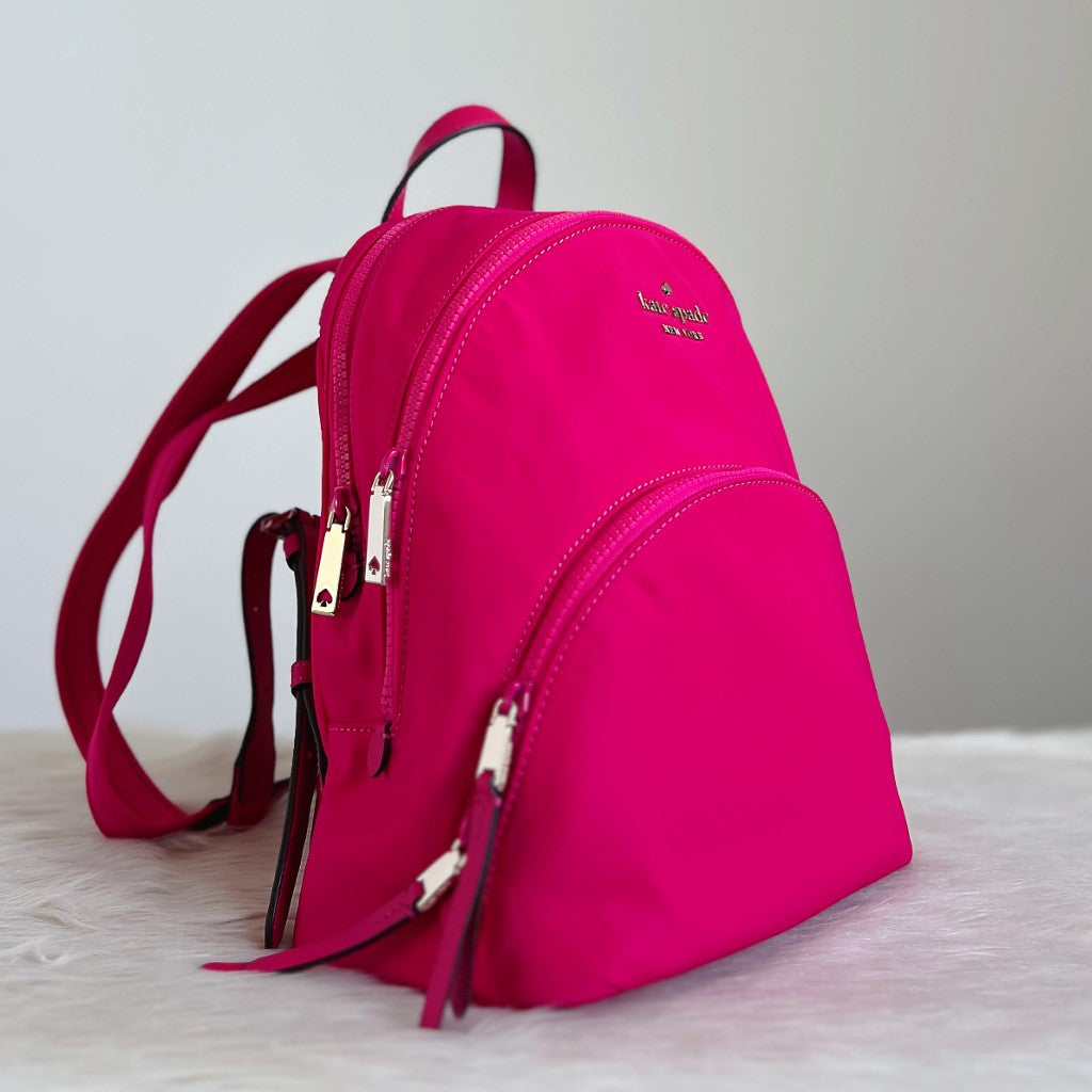 Kate Spade Fuchsia Multi-Compartment Front Logo Backpack Like New