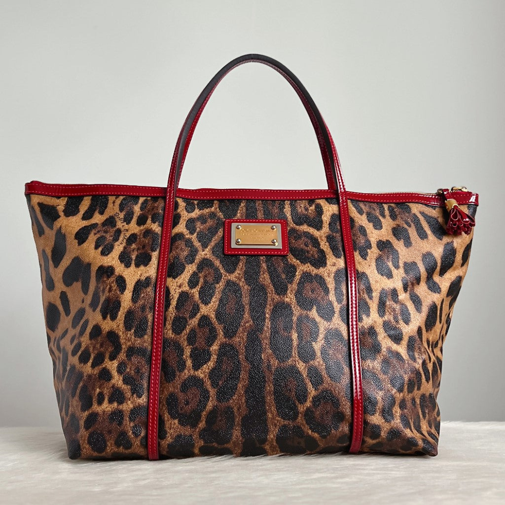 Dolce & Gabbana D&G Oversized Leopard Pattern Weekend Shoulder Bag Excellent