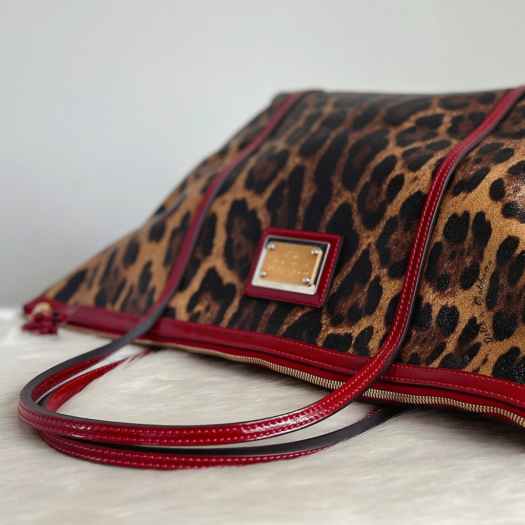 Dolce & Gabbana D&G Oversized Leopard Pattern Weekend Shoulder Bag Excellent