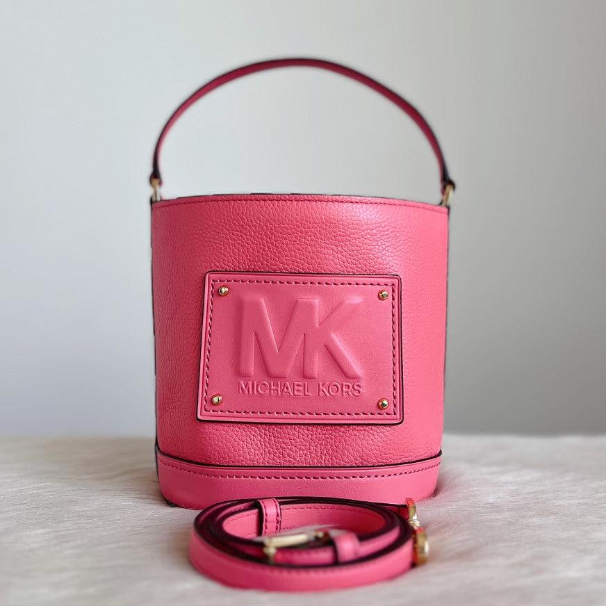 Michael Kors Pink Leather Bucket 2 Way Shoulder Bag Excellent