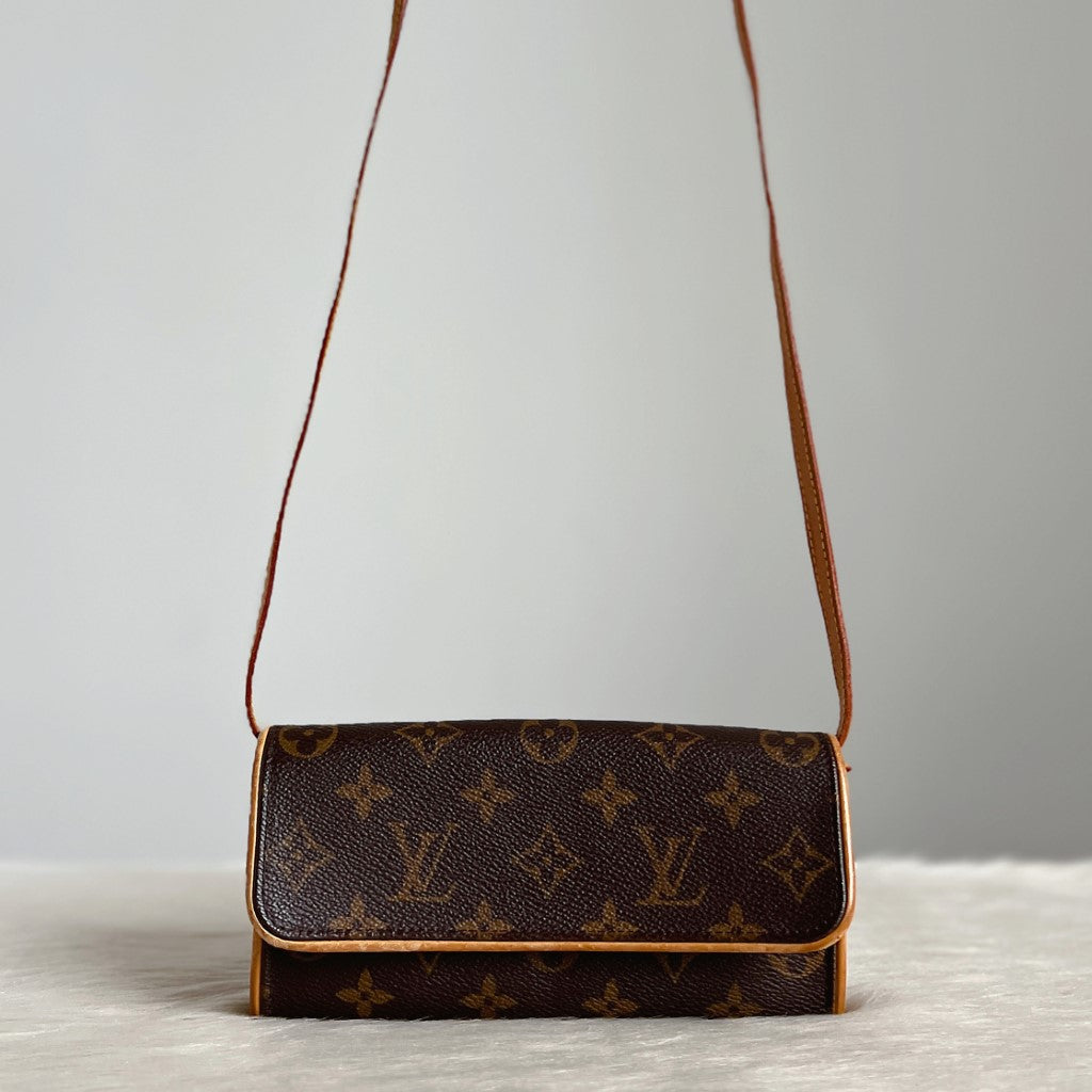 Louis Vuitton Signature Monogram Pochette Twin PM Mini Shoulder Bag