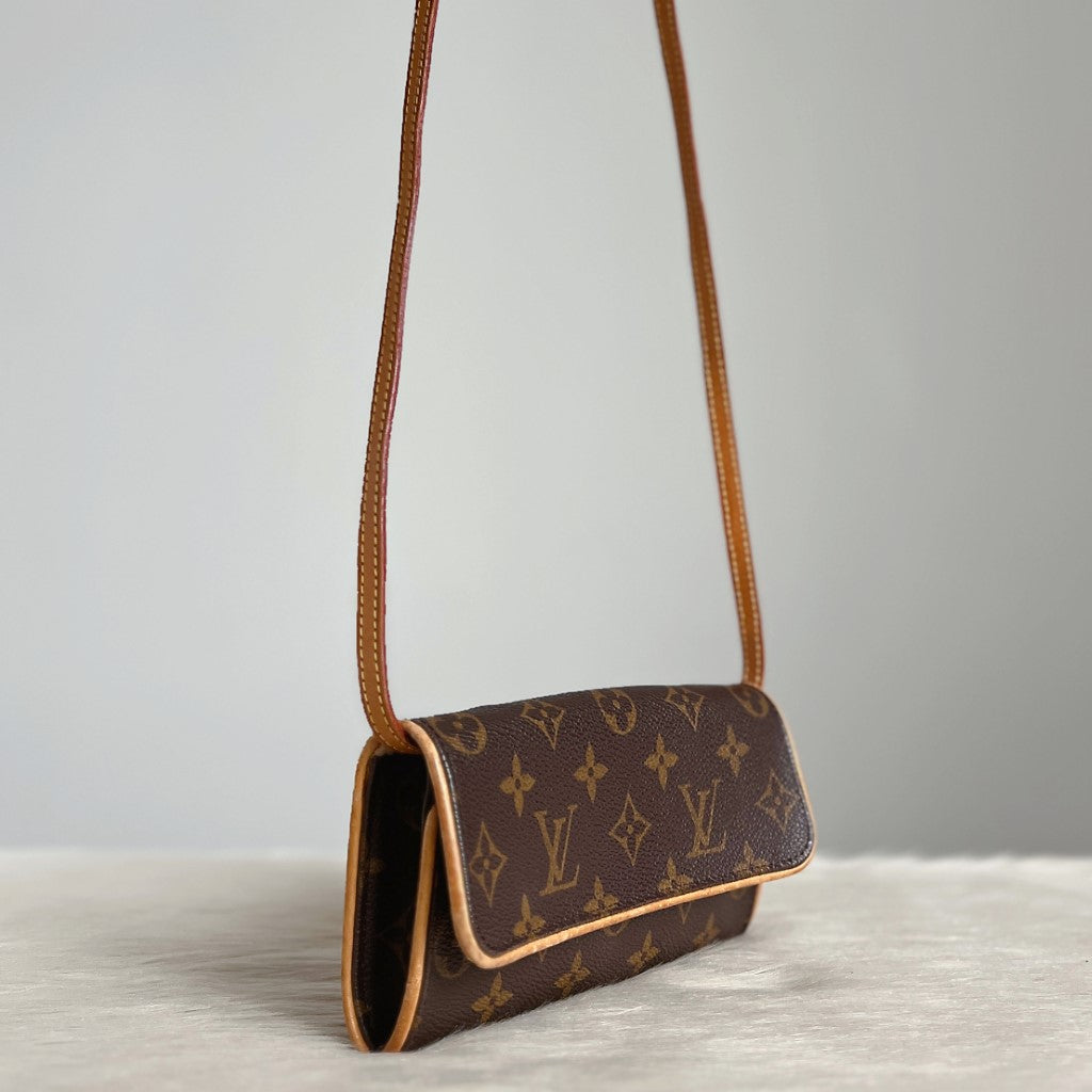 Louis Vuitton Signature Monogram Pochette Twin PM Mini Shoulder Bag