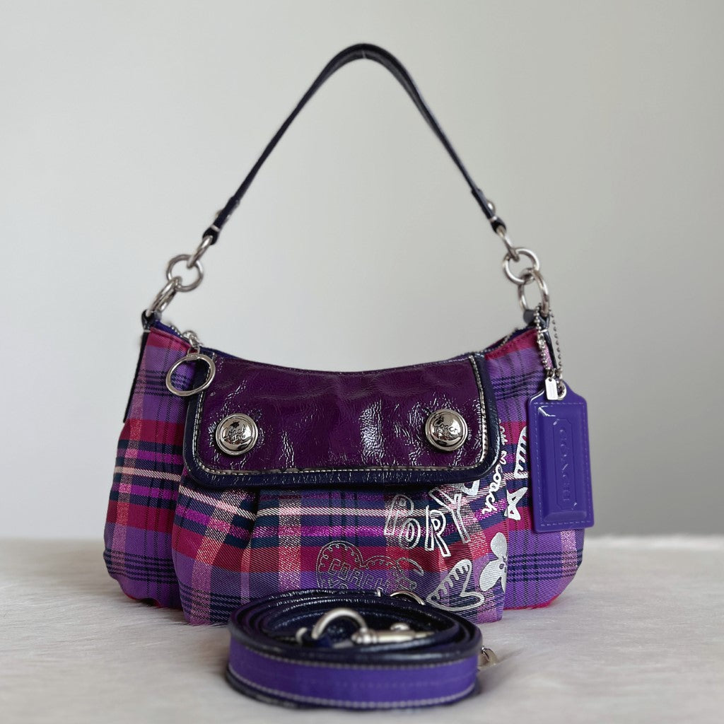 Coach Patent Purple Leather Patterned 2 Way Shoulder Bag