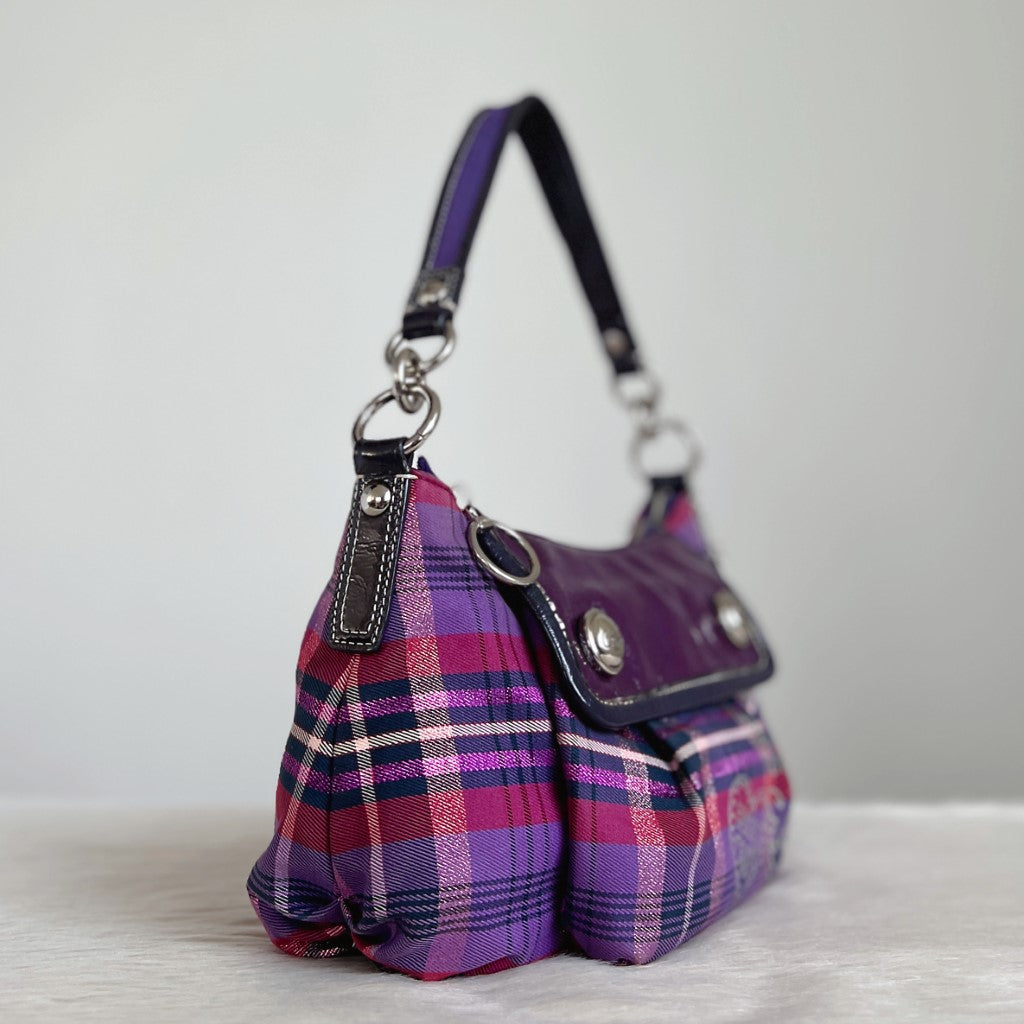 Coach Patent Purple Leather Patterned 2 Way Shoulder Bag