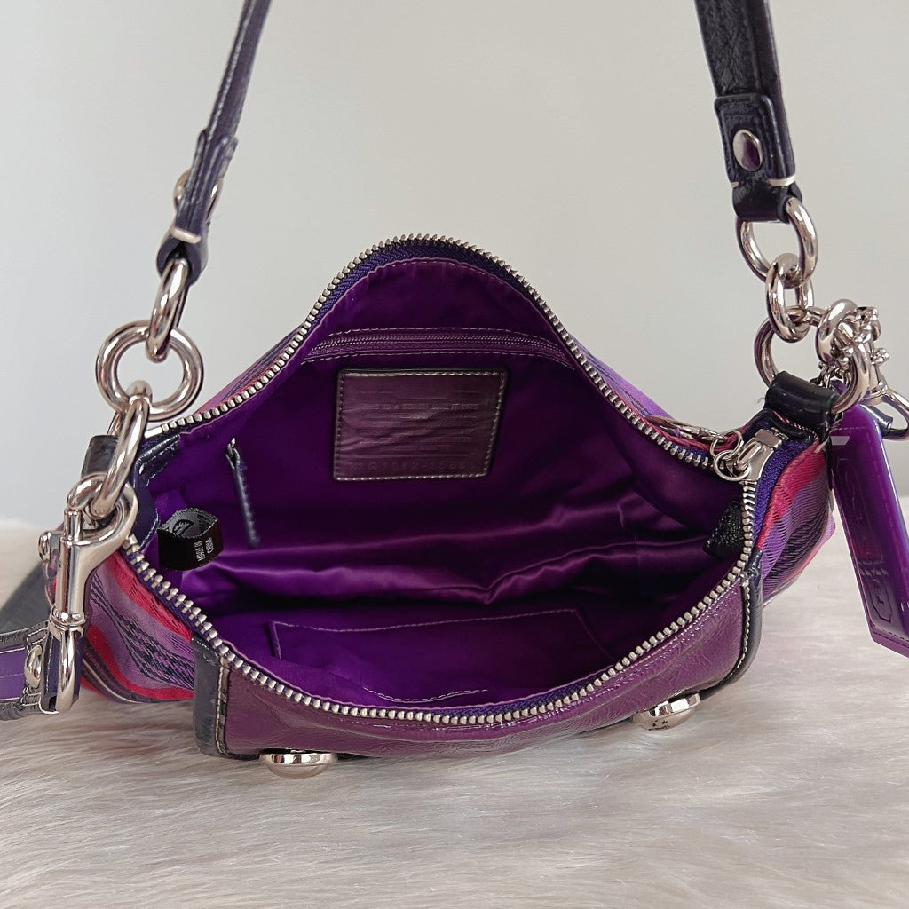 Coach Patent Purple Leather Patterned 2 Way Shoulder Bag