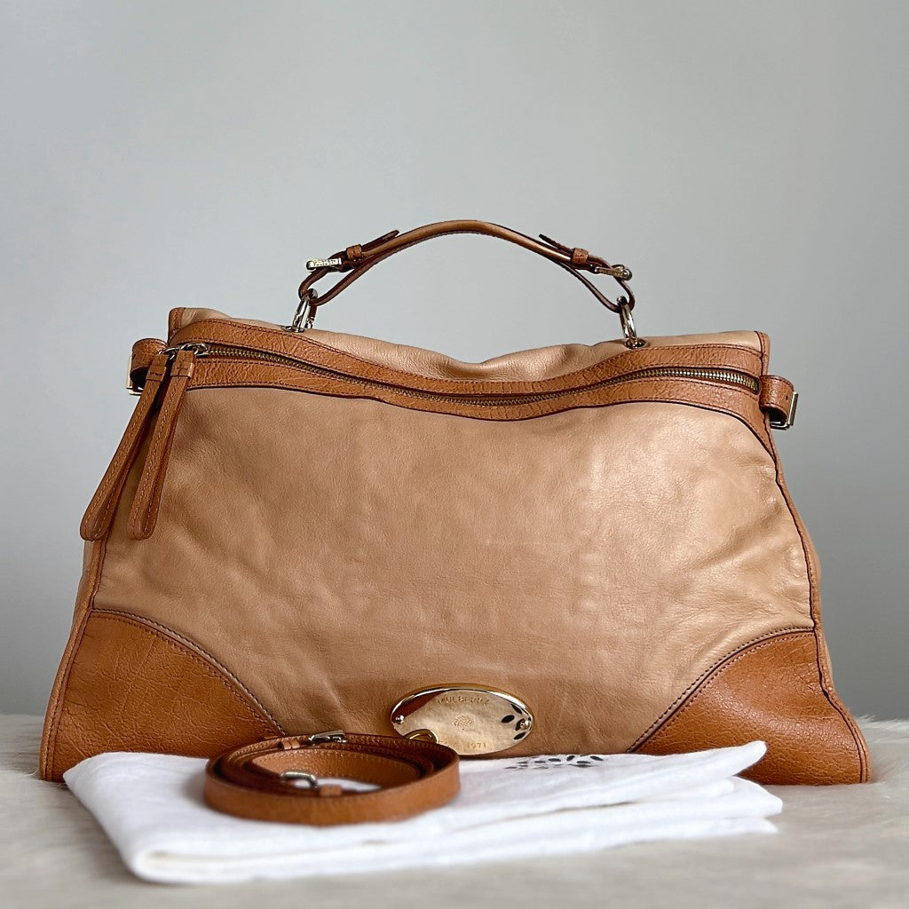 Mulberry Two Tone Leather Top Handle Large 2 Way Shoulder Bag