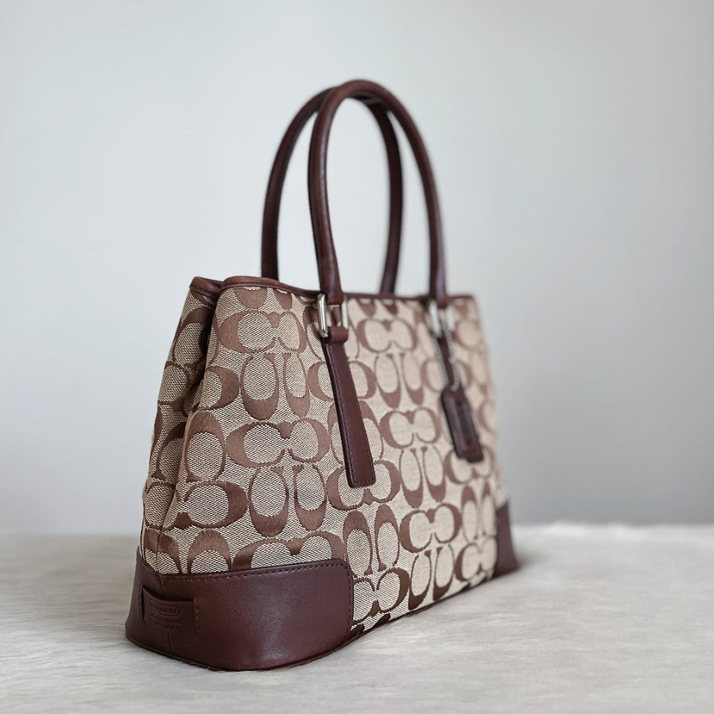 Coach Chocolate Leather Monogram Patchwork Tote Bag