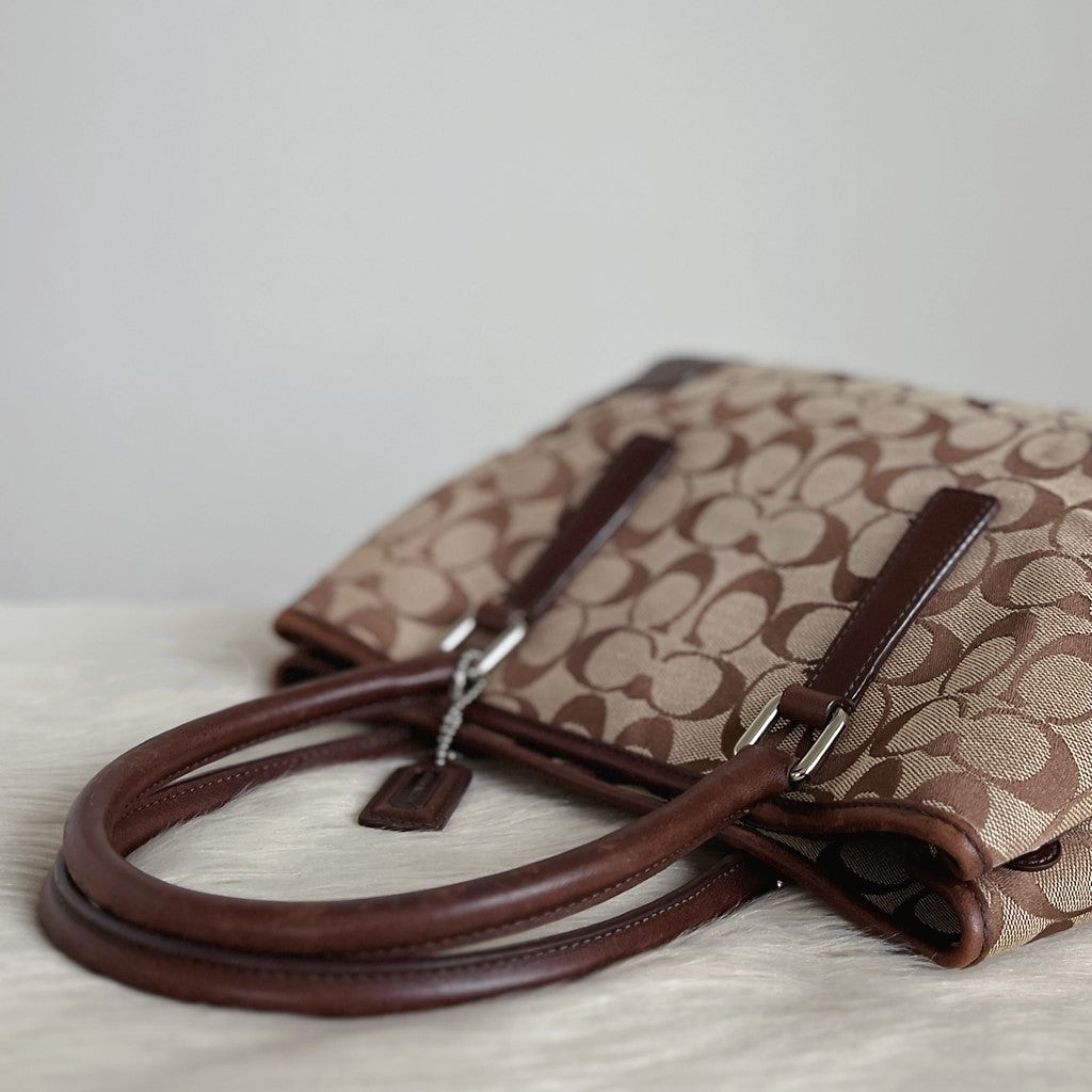 Coach Chocolate Leather Monogram Patchwork Tote Bag