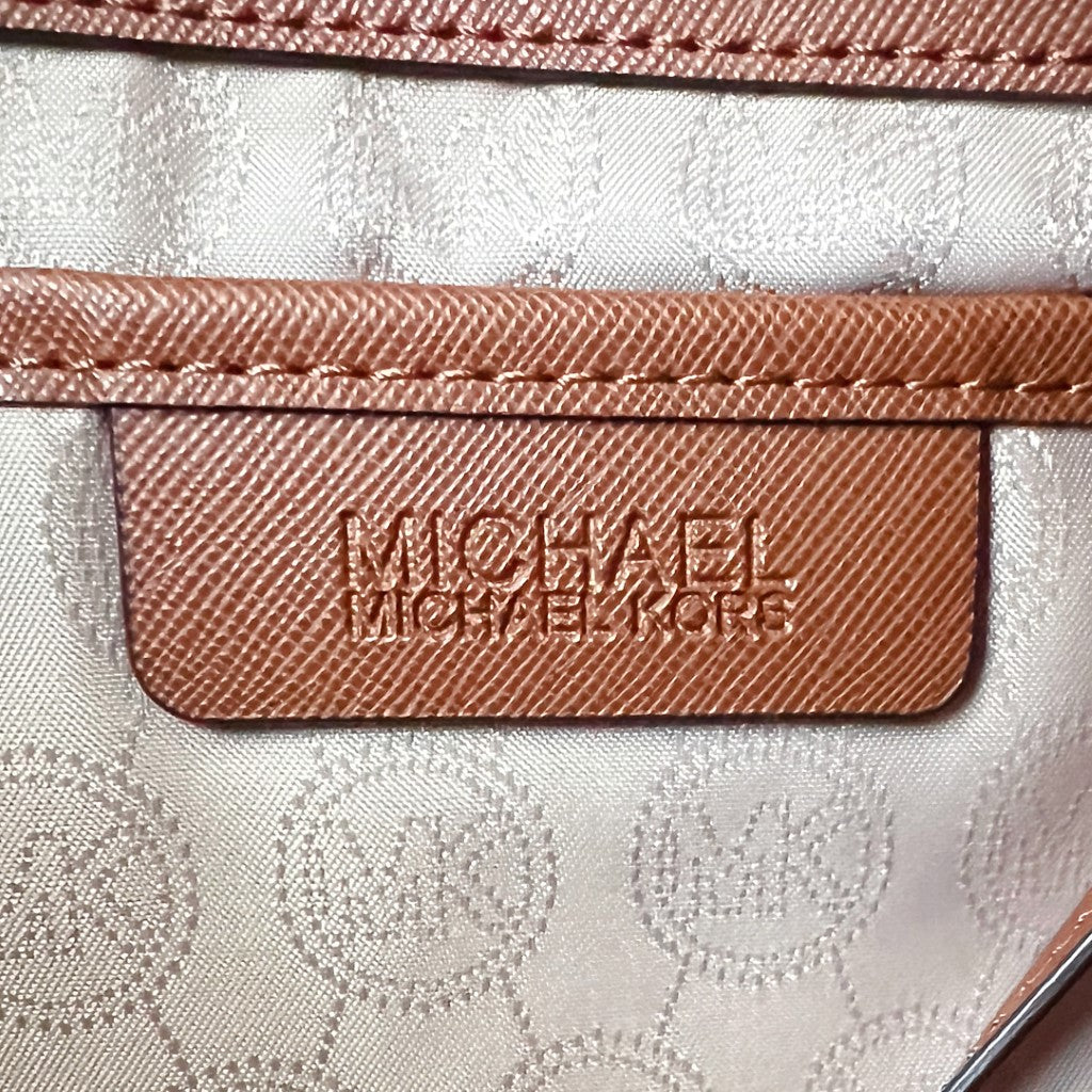 Michael Kors Caramel Leather Front Zip Pocket Shoulder Bag