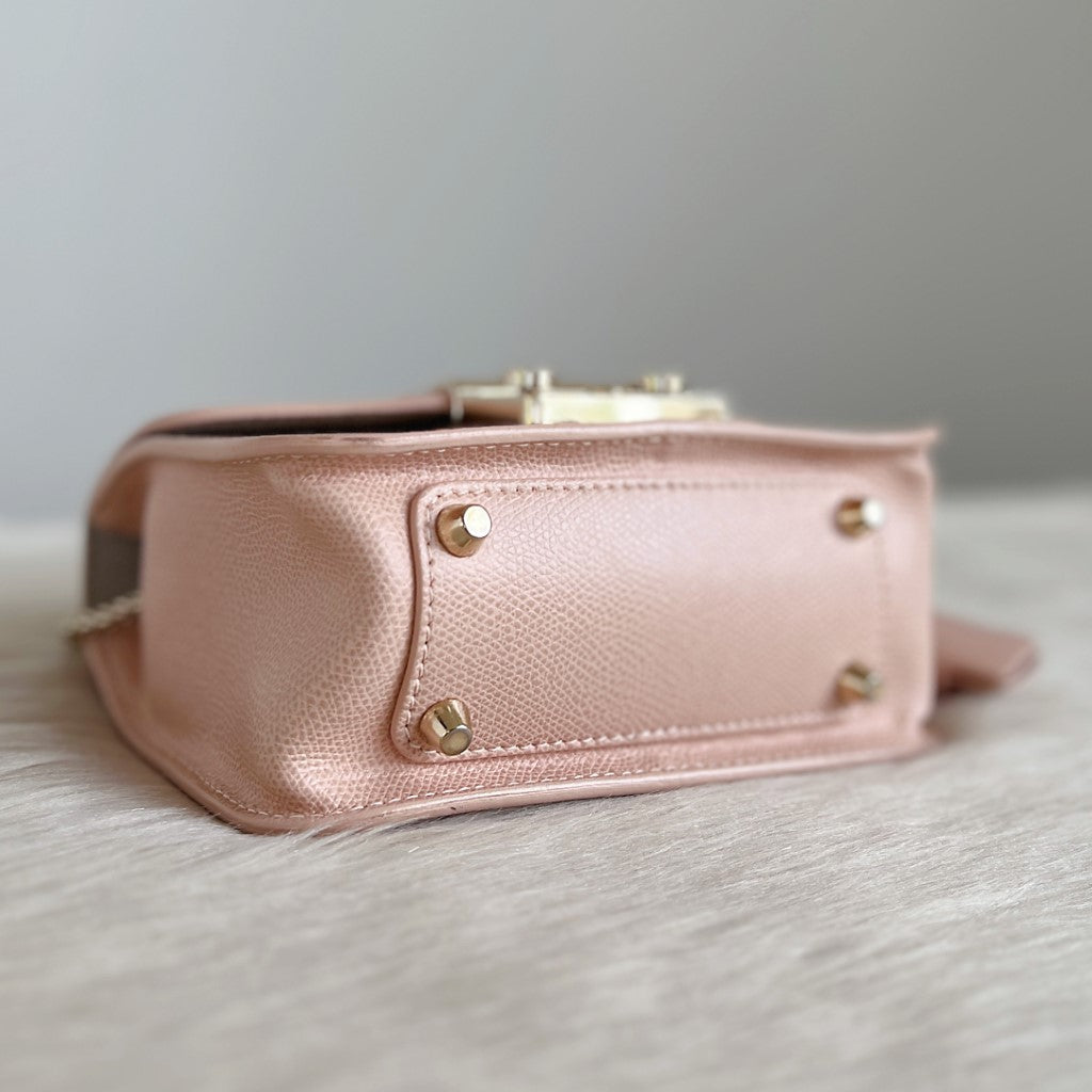 Furla Blush Pink Leather Metropolis Small Shoulder Bag