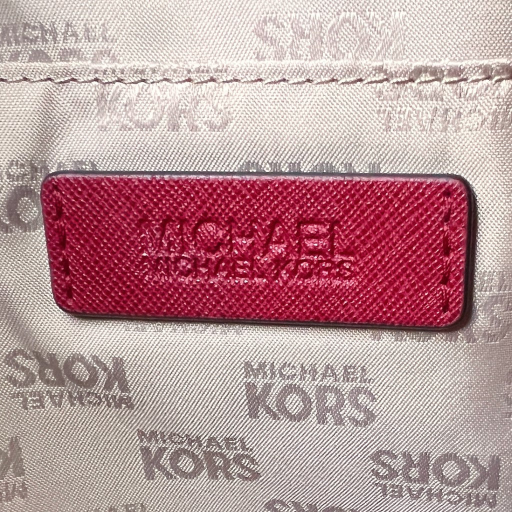 Michael Kors Red Leather Triple Compartment 2 Way Shoulder Bag Excellent