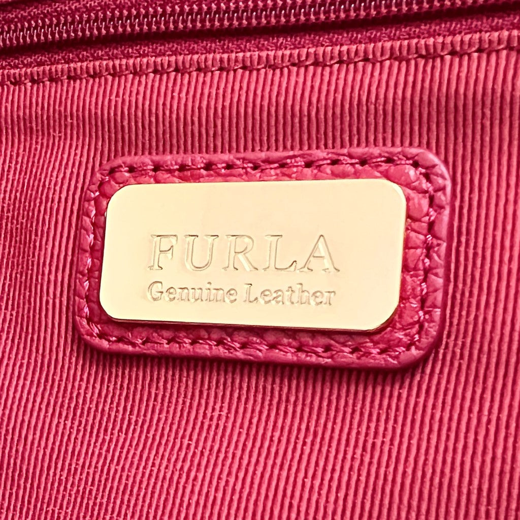 Furla Red Leather Slouchy Side Zip Detail 2 Way Shoulder Bag Like New