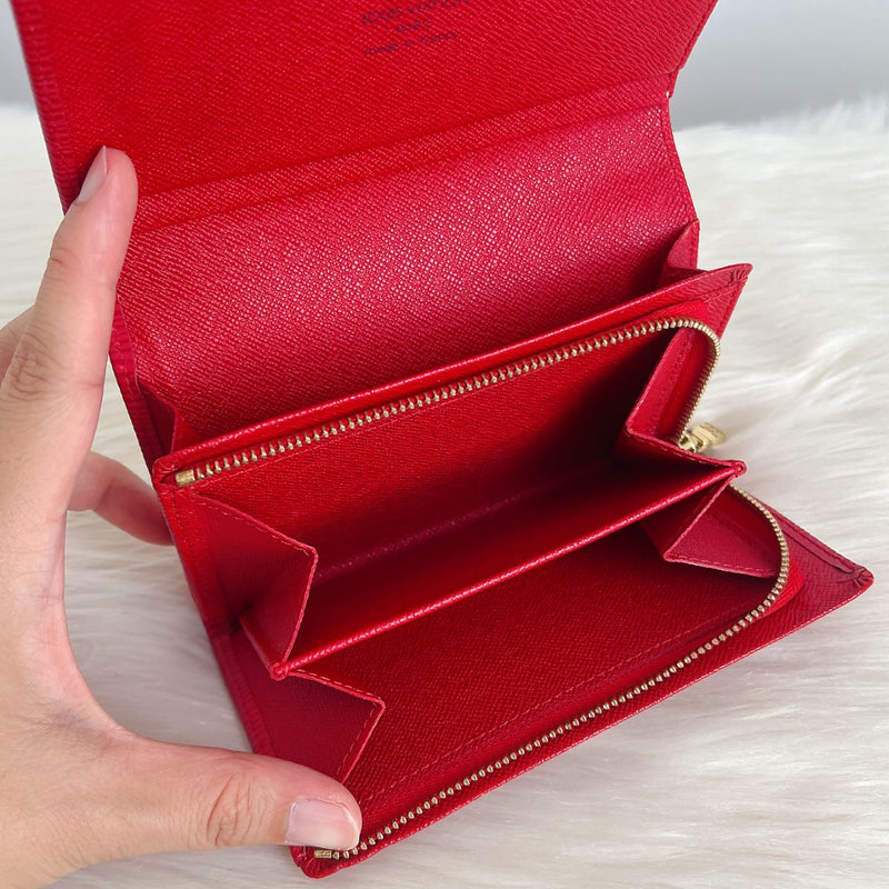 Louis Vuitton Red Epi Coin Compartment Fold Wallet