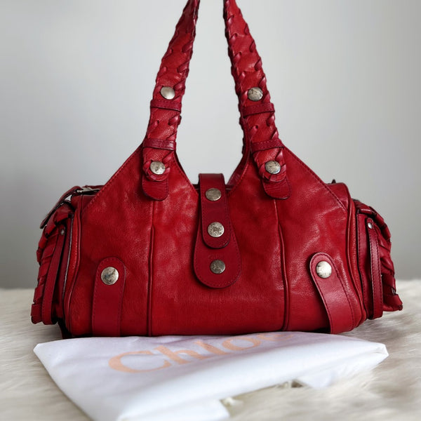 Chloe Cherry Leather Silverdo Shoulder Bag