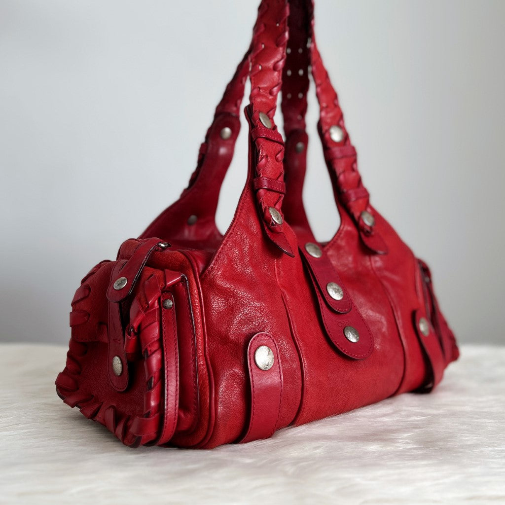 Chloe Cherry Leather Silverdo Shoulder Bag