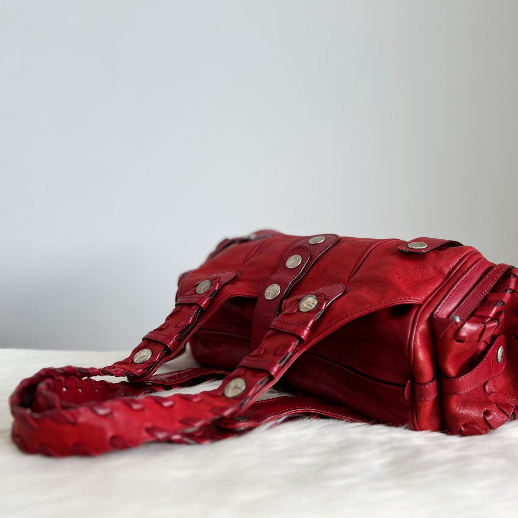 Chloe Cherry Leather Silverdo Shoulder Bag