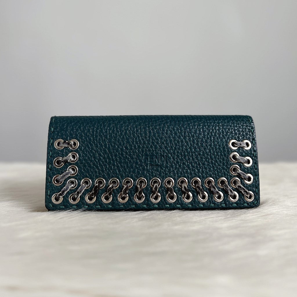 Fendi Two Tone Leather Studs Detail Long Wallet