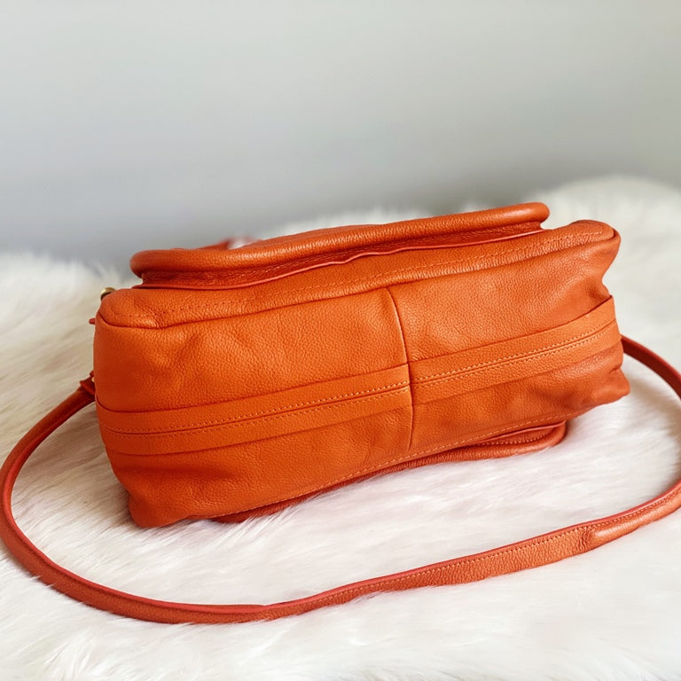 Chloe Orange Leather Paraty Large Tote Bag